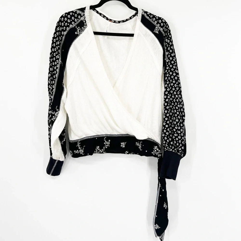 Free People Auxton Floral Thermal Long Sleeve Wrap Top
